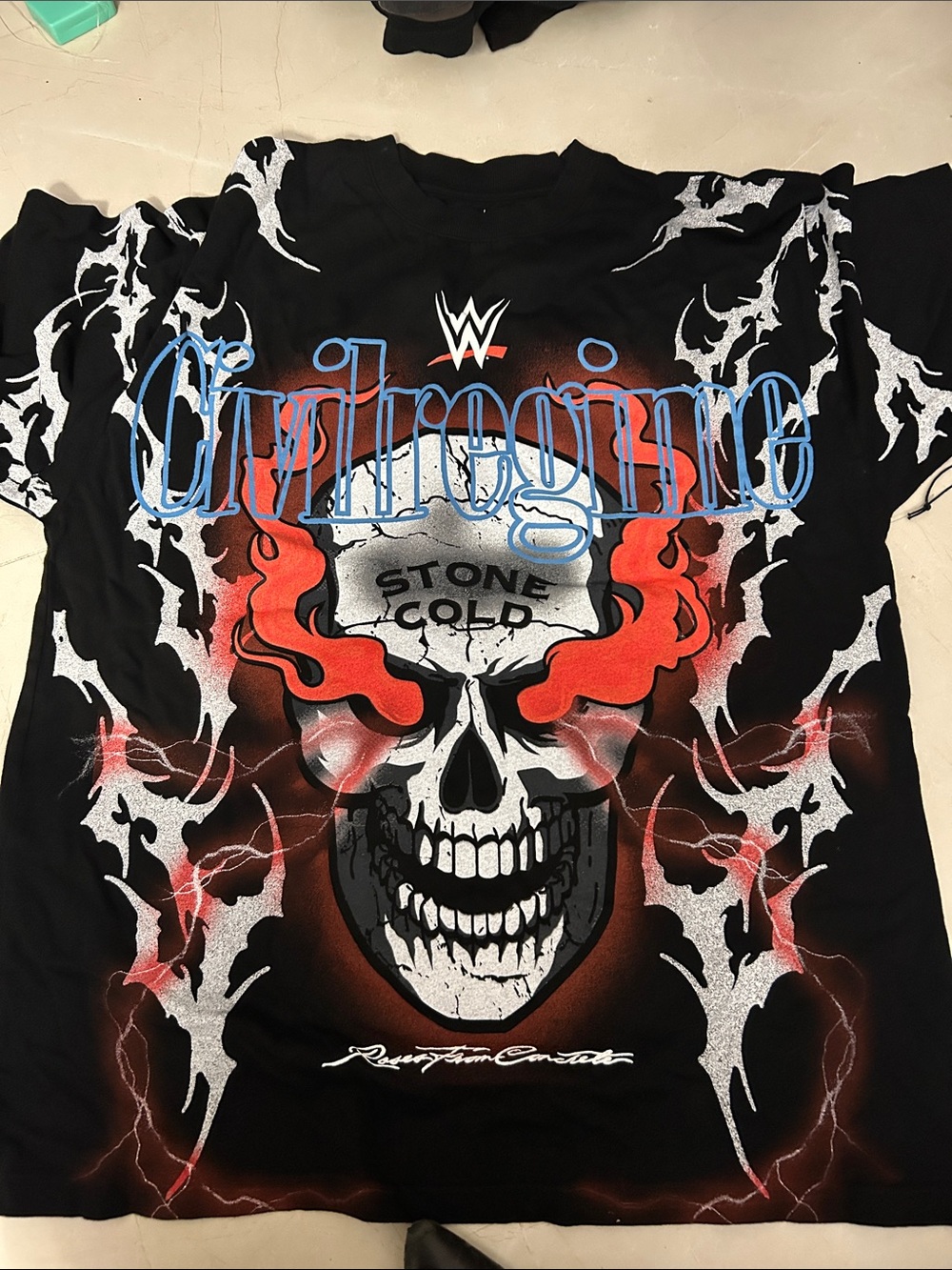 WWE Stone Cold Skull Graphic Tee - Black
